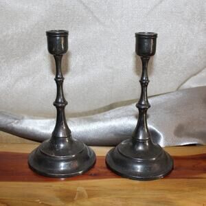 Vintage TOWLE Silver Plate Weighted Candlestick Holders 7 Inches Tall